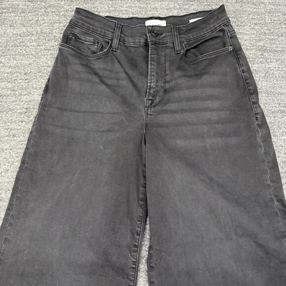 Frame Denim Le Palazzo Crop Wide Leg Jean Women 28 Black Denim Stretch High Rise - Picture 8 of 11